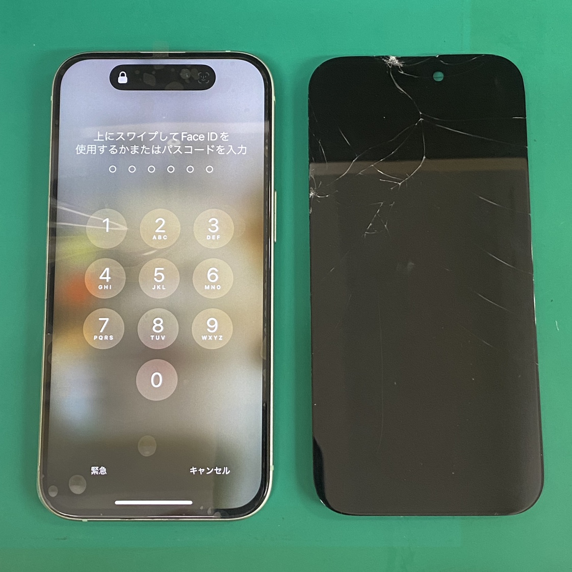 最新機種！ iPhone15(アイフォン15) ガラス割れ修理を承りました！ | iPhone修理アイサポ 修理事例